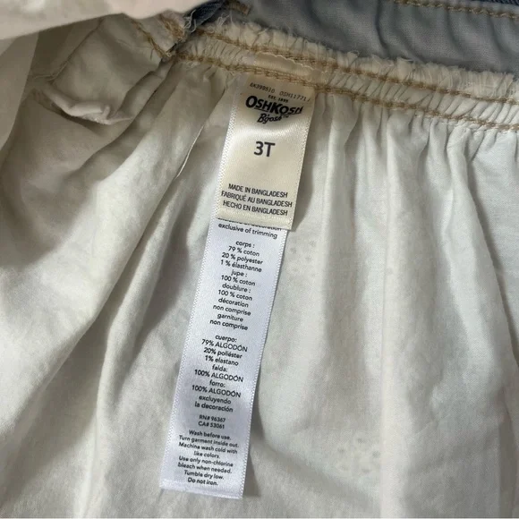 Oshkosh B’Gosh Girls Overall Jean White Cotton Eyelet Dress NWT Size 3T - Picture 7 of 8